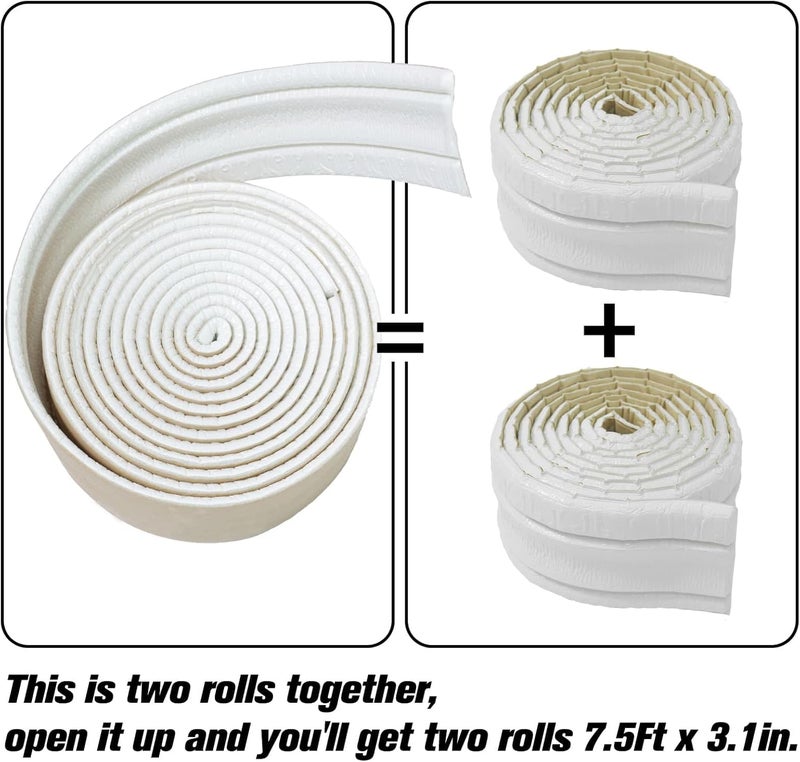 WAPANE 180" x 3.1" Peel Stick Foam Molding Baseboard Trim Self Adhesive, Crown Molding Wallpaper Border Flexible, 3D Wall Edging Lines Foam Wall Base Moulding Trim - Image 3
